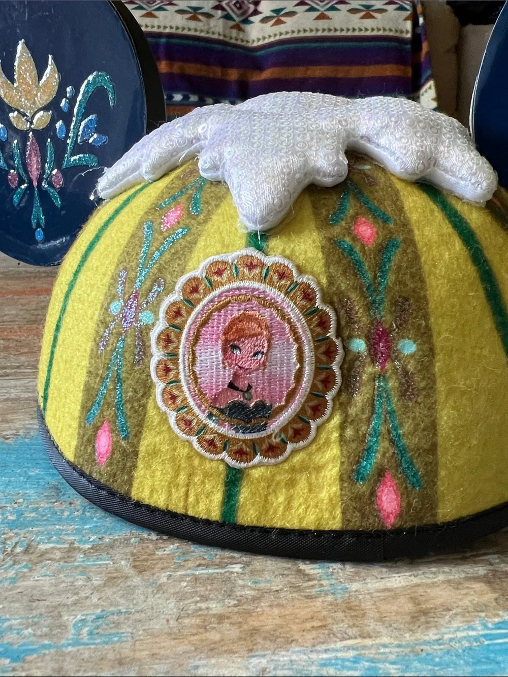 Disney Parks 2 Sided Frozen-Inspired Snowflake Mickey Ears Hat Adult Elsa & Ann